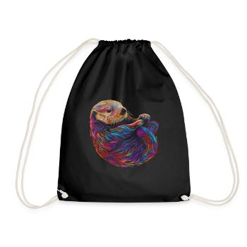 Otter Lustig Geschenk - Turnbeutel - Schwarz - Vorne