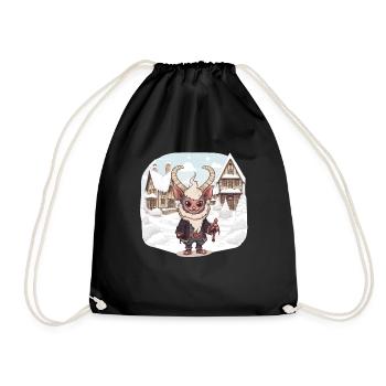 Kawaii Krampus Perchten mask Kawaii Krampus - Drawstring Bag - black - Front