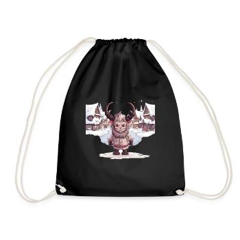 Kawaii Krampus Masque de perruque T-shirt Krampus - Sac de sport léger - noir - Devant