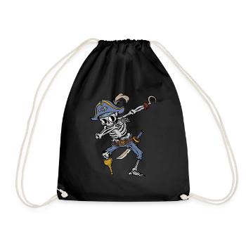 Dabbing Skeleton Pirate Halloween Costume Kids - Drawstring Bag - black - Front