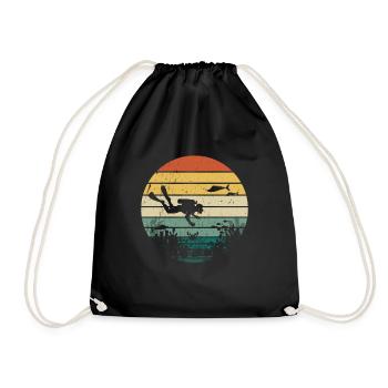 Diving Diver Ocean Lovers - Drawstring Bag - black - Front