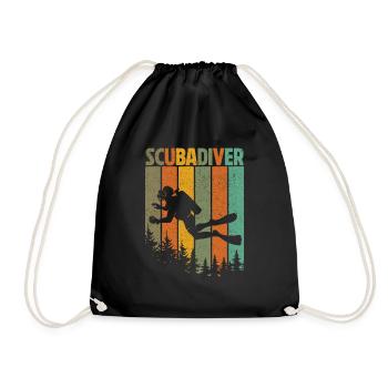 Diving Diver Ocean Lovers - Drawstring Bag - black - Front