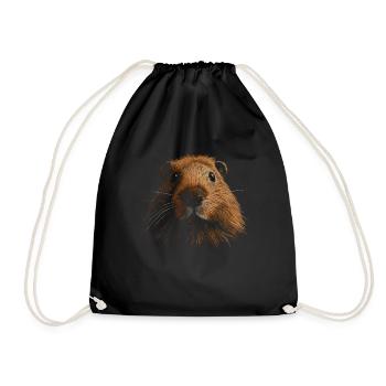 Guinea Pig Funny Gift - Drawstring Bag - black - Front