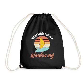 Du Hattest Mich Beim Windsurfen Lustiges - Turnbeutel - Schwarz - Vorne