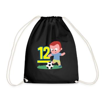 12th Birthday 12 Years Soccer Soccer Player - Drawstring Bag - black - Front