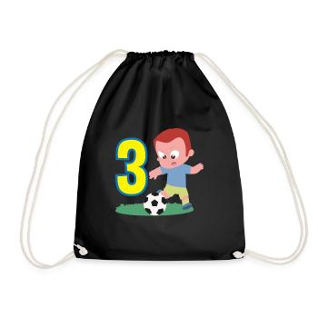 3rd Birthday 3 Years Soccer Soccer Player - Drawstring Bag - black - Front