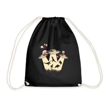 Enlèvement d’OVNI par un dinosaure extraterrestre - Sac de sport léger - noir - Devant