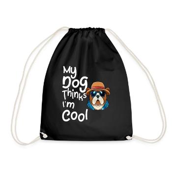 My dog thinks I'm cool - Drawstring Bag - black - Front