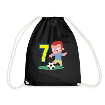 7th Birthday 7 Years Soccer Soccer Player - Drawstring Bag - black - Front