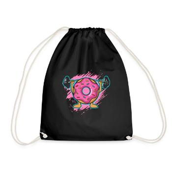 Donut PowerLifting Workout -Weightlifter - Drawstring Bag - black - Front