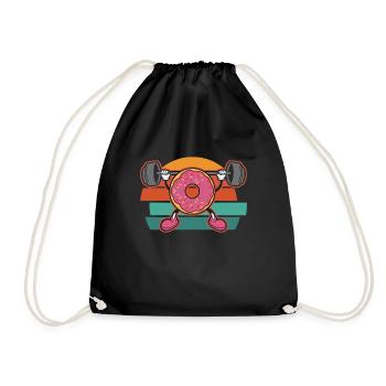 Donut PowerLifting Workout -Weightlifter - Drawstring Bag - black - Front