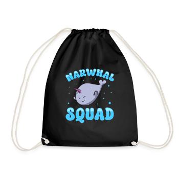 Narwhal Unicorn Whale - Drawstring Bag - black - Front