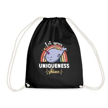 Narwhal Unicorn Whale - Drawstring Bag - black - Front
