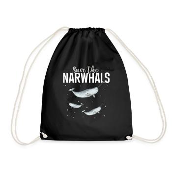 Narwhal Unicorn Whale - Drawstring Bag - black - Front