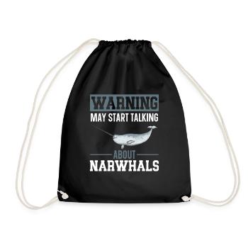 Narwhal Unicorn Whale - Drawstring Bag - black - Front