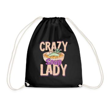 Crazy Soup Lady Bowl Meal Food - Turnbeutel - Schwarz - Vorne