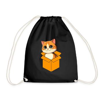 Katze In Box Retro Süße Katzenliebhaber Lustig - Turnbeutel - Schwarz - Vorne