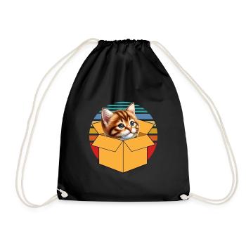 Katze In Box Retro Süße Katzenliebhaber Lustig - Turnbeutel - Schwarz - Vorne