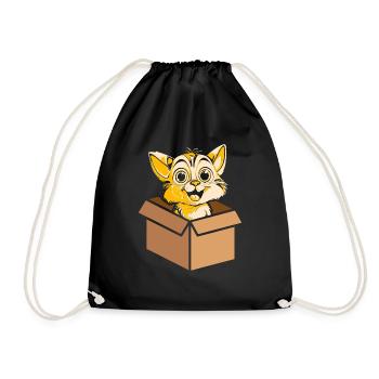 Katze In Box Retro Süße Katzenliebhaber Lustig - Turnbeutel - Schwarz - Vorne