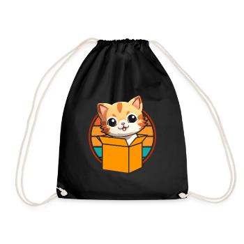Katze In Box Retro Süße Katzenliebhaber Lustig - Turnbeutel - Schwarz - Vorne