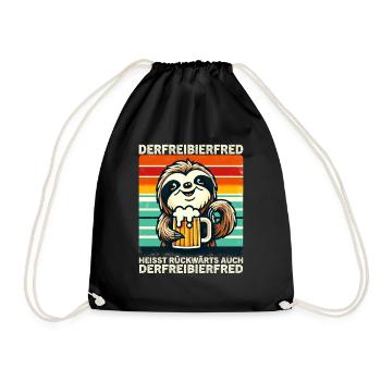 The free beer Fred is called backwards, also the - Drawstring Bag - black - Front