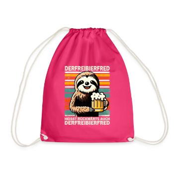 The free beer Fred is called backwards, also the - Drawstring Bag - fuchsia - Front
