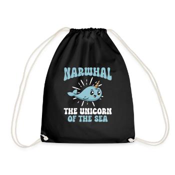 Narwhal Unicorn Whale - Drawstring Bag - black - Front