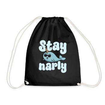Narwhal Unicorn Whale - Drawstring Bag - black - Front