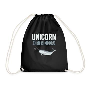 Narwhal Unicorn Whale - Drawstring Bag - black - Front