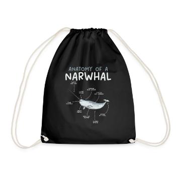 Narwhal Unicorn Whale - Drawstring Bag - black - Front