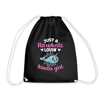 Narwhal Unicorn Whale - Drawstring Bag - black - Front