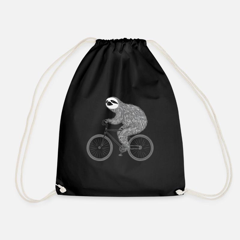 Faultier Fahrrad Lustig Geschenk - Turnbeutel - Schwarz