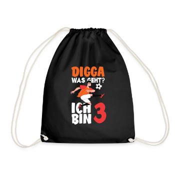 3rd Birthday 3 Years Soccer Soccer Player - Drawstring Bag - black - Front