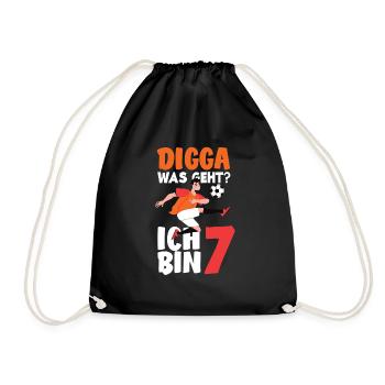 7th Birthday 7 Years Soccer Soccer Player - Drawstring Bag - black - Front