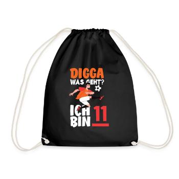 11th Birthday 11 Years Soccer Soccer Player - Drawstring Bag - black - Front