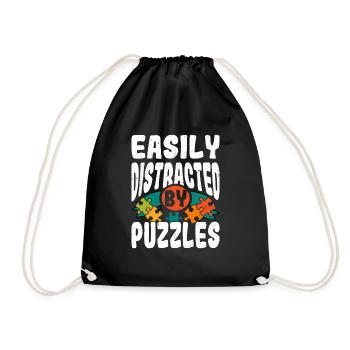 Facilement distrait par les puzzles Jigsaw Puzzle Piece - Sac de sport léger - noir - Devant