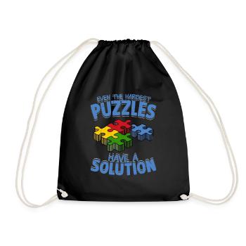 Even The Hardest Puzzles Have A Solution Jigsaw Pu - Drawstring Bag - black - Front
