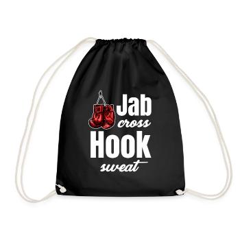 Jab Cross Hook Sweat Lustiges Kickboxen - Turnbeutel - Schwarz - Vorne
