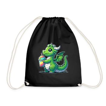 Drache mit Matsch-Eis - Turnbeutel - Schwarz - Vorne