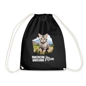 Cat Cats American Wirehair - Drawstring Bag - black - Front