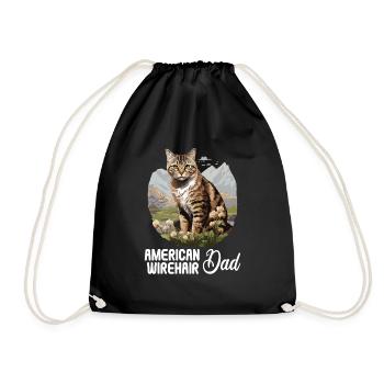 Cat Cats American Wirehair - Drawstring Bag - black - Front