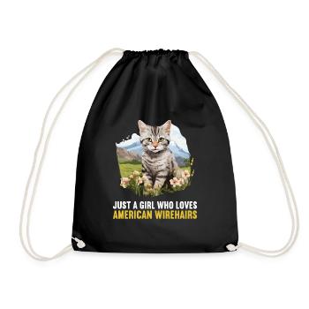 Cat Cats American Wirehair - Drawstring Bag - black - Front