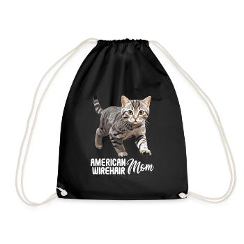 Cat Cats American Wirehair - Drawstring Bag - black - Front