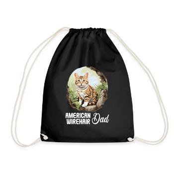 Cat Cats American Wirehair - Drawstring Bag - black - Front