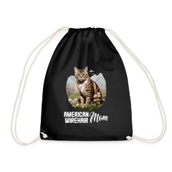Cat Cats American Wirehair - Drawstring Bag - black - Front