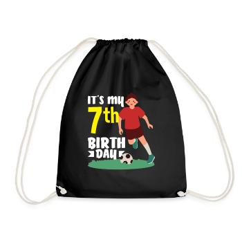 7th Birthday 7 Years Soccer Soccer Player - Drawstring Bag - black - Front