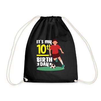 10e anniversaire 10 ans Football Joueur de football - Sac de sport léger - noir - Devant