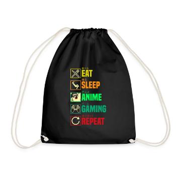 Anime Gaming Otaku Manga Kawaii Japan - Drawstring Bag - black - Front