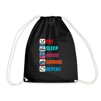 Anime Gaming Otaku Manga Kawaii Japan - Drawstring Bag - black - Front