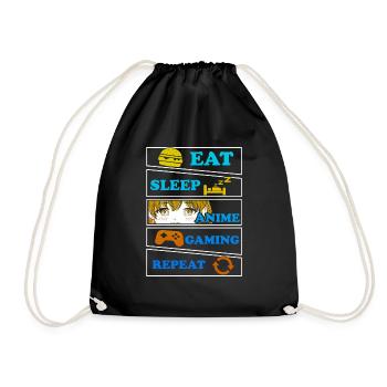 Anime Gaming Otaku Manga Kawaii Japan - Drawstring Bag - black - Front